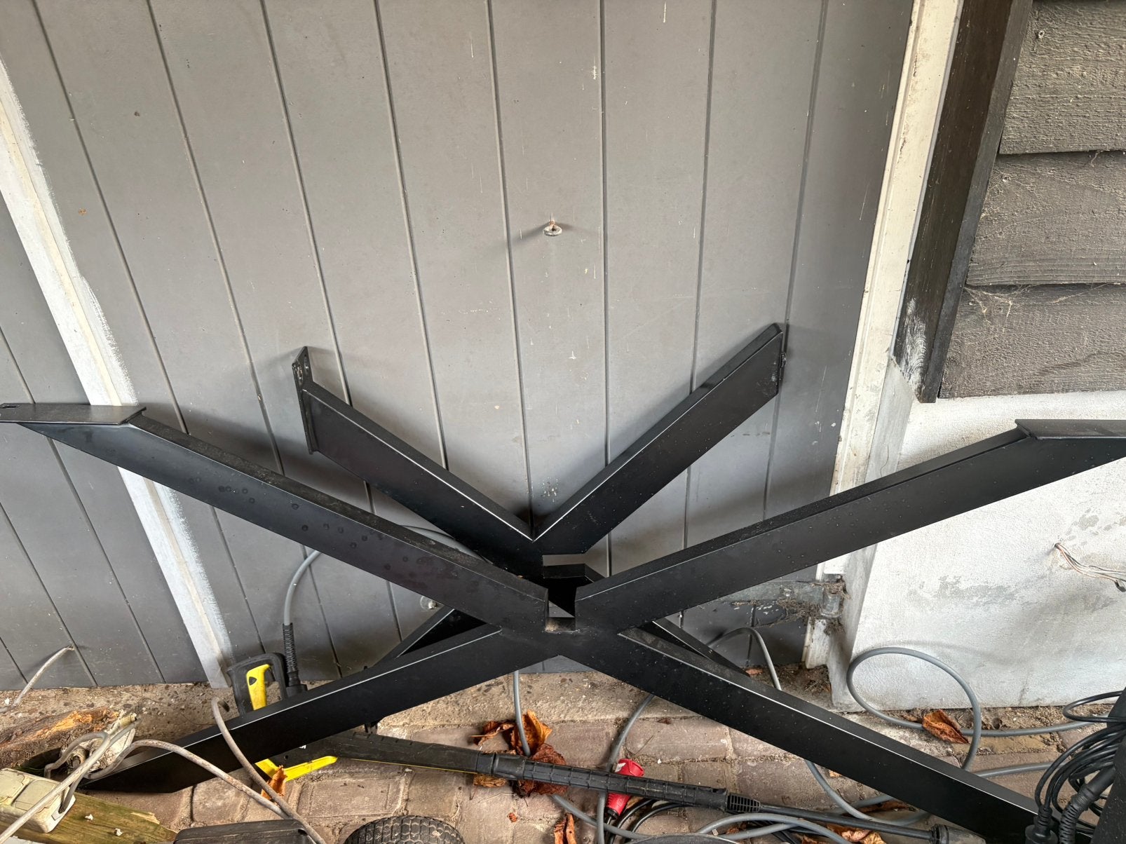 Kruispoot/spinpoot  metaal voor langwerpige of ovale tafel, Huis en Inrichting, Ophalen, 50 tot 100 cm, Zo goed als nieuw, Ovaal