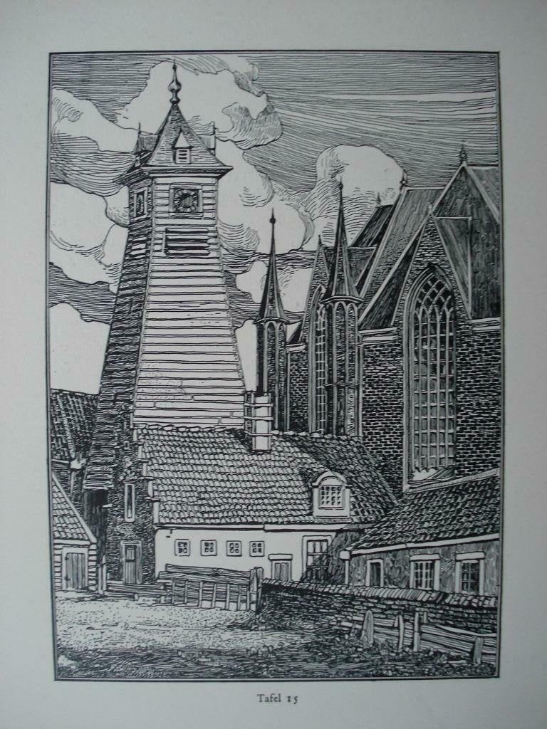 15 / Enkhuizen de St.Gommarus of Westerkerk Gravure 1902, Antiek en Kunst, Ophalen of Verzenden