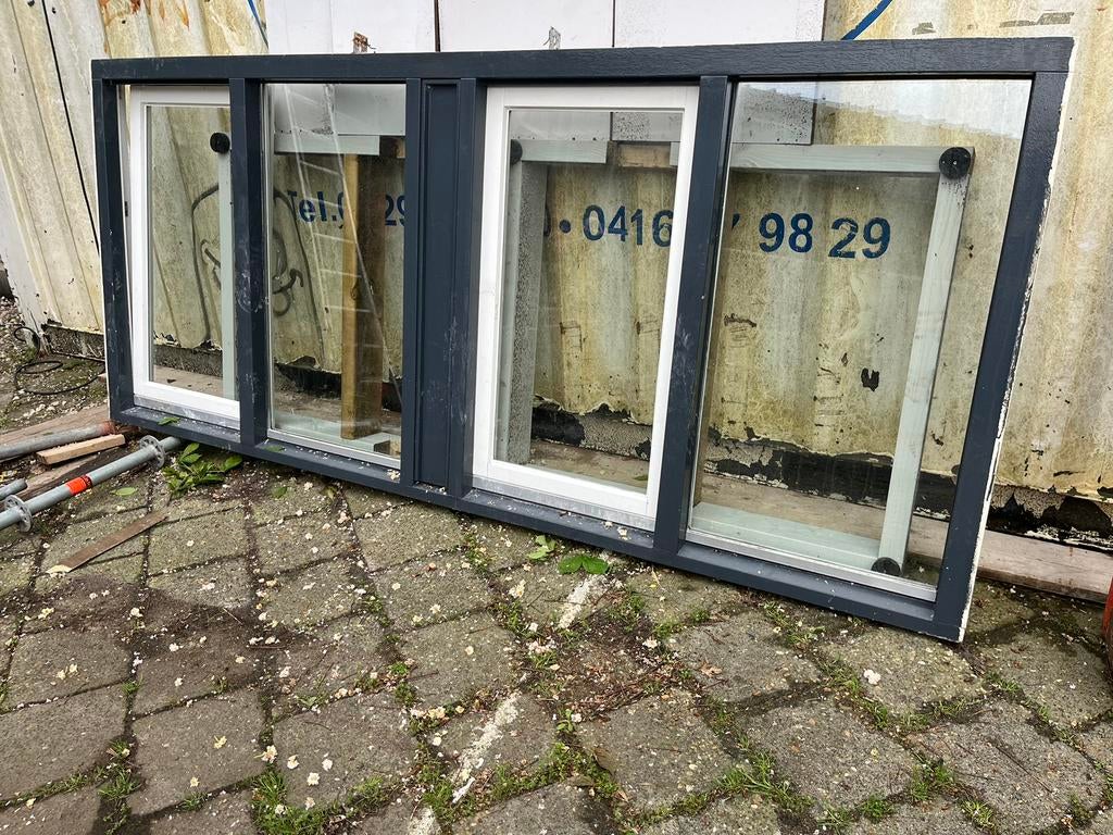 Hardhout kozijn plus dubbel glas hr, Ophalen of Verzenden, Zo goed als nieuw, Hout, Raamkozijn