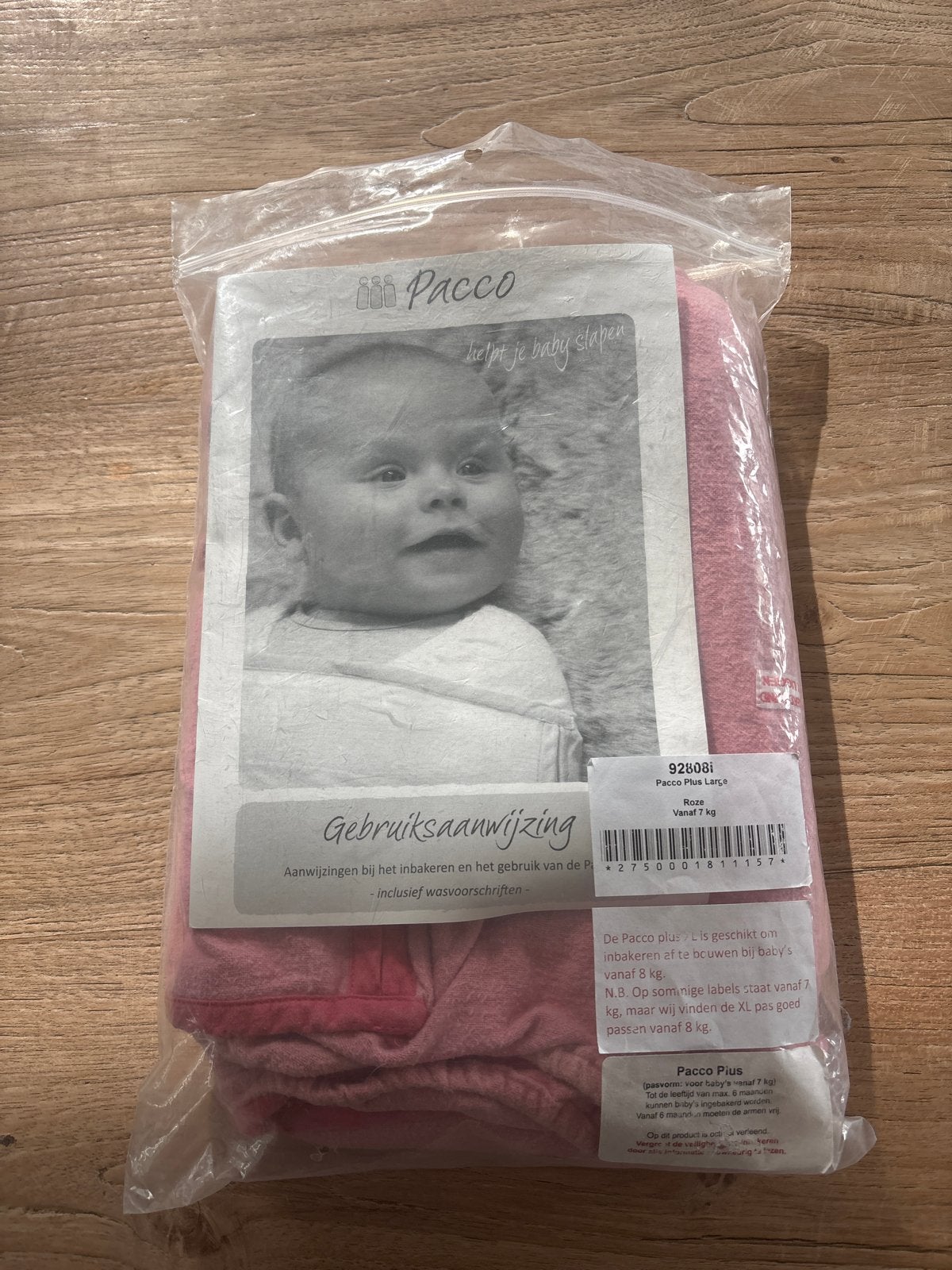 Pacco Plus Large inbakerdoek - Roze (vanaf 8 kg), Bakerzak of Bakerdoek, Zo goed als nieuw, Roze, Overige merken