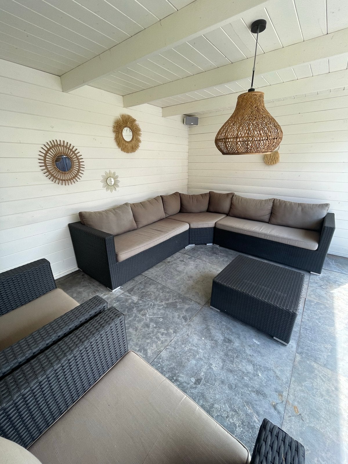 Luxe Wicker Loungeset met Hoekbank en Fauteuils, Ophalen, Gebruikt, Meer dan 8 zitplaatsen, Loungeset