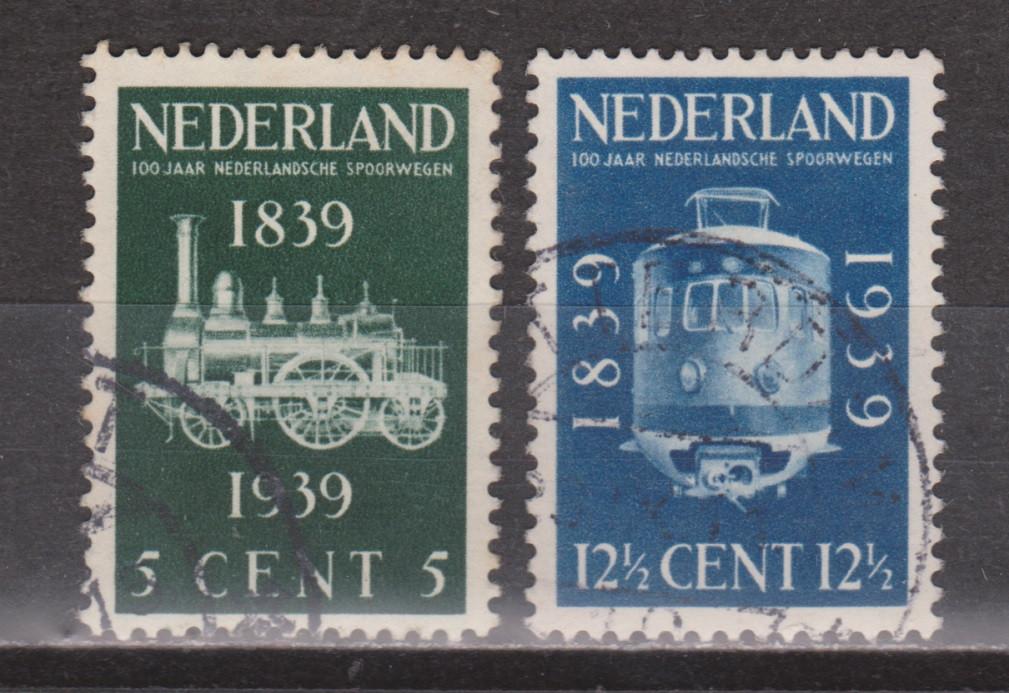 NEDERLAND 325 - 326 Spoorwegen ; jaren 1928 t/m 1940 10% CW, Ophalen of Verzenden, T/m 1940, Gestempeld