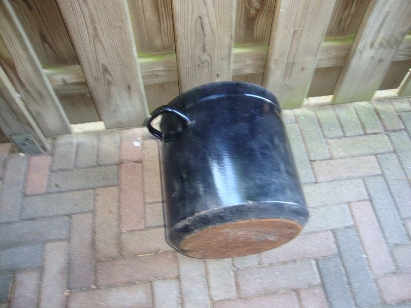 Zwarte emaille weckketel waterdicht., Ophalen