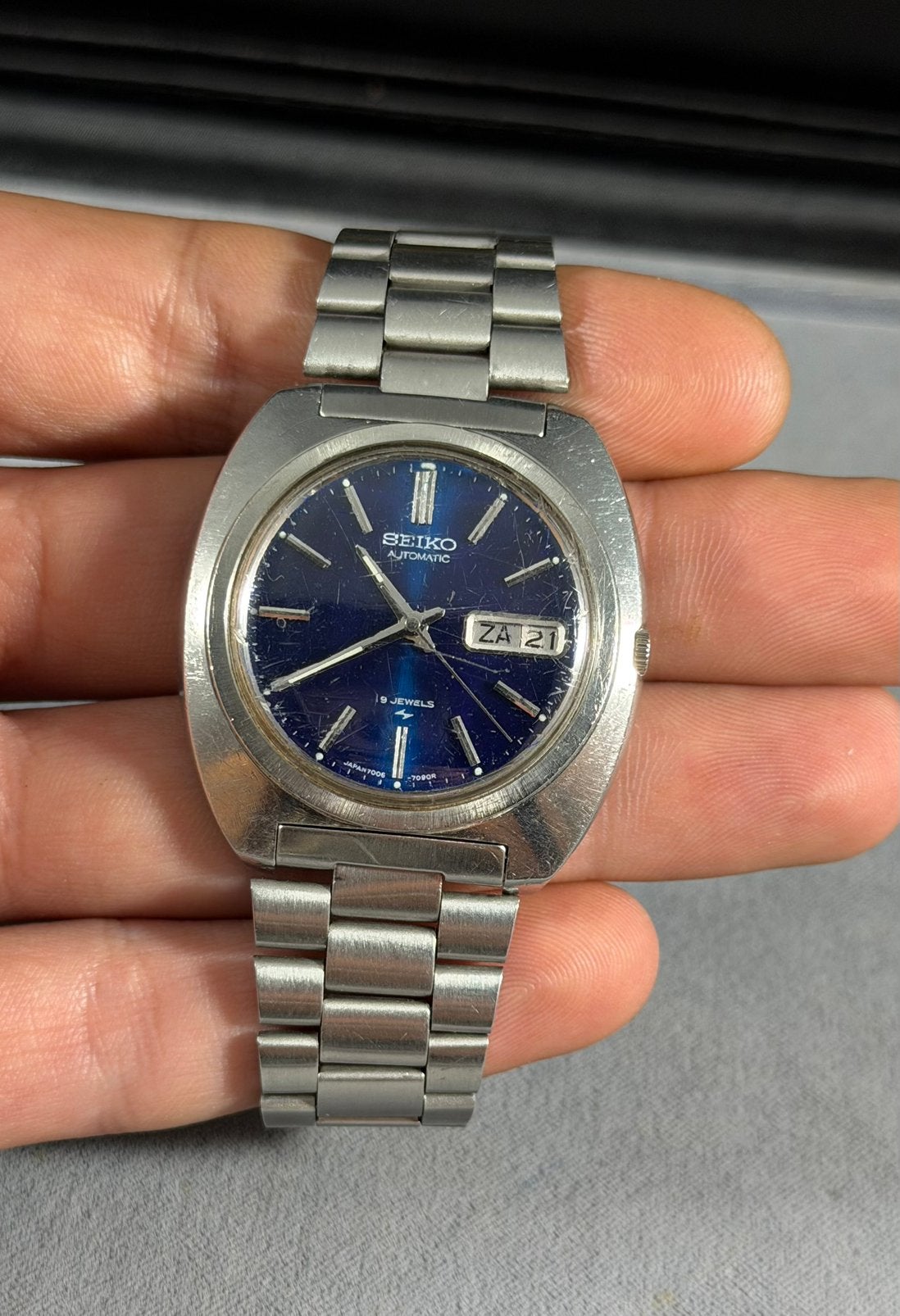 Vintage Seiko Automatic UFO Ref. 7006-7090 horloge blue dial, Verzenden, Gebruikt, Seiko