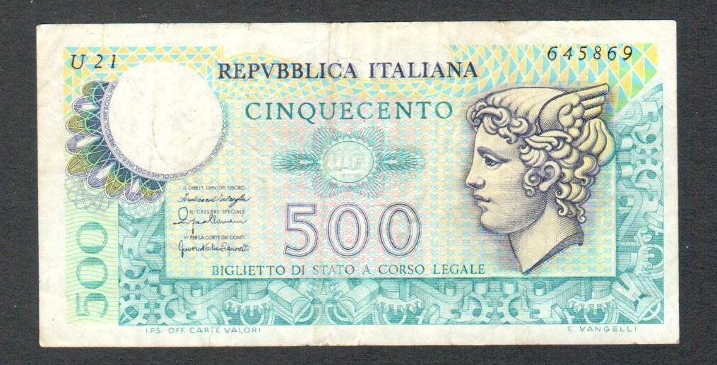 Bankbiljet - Italië 500 Lire 1976  Fraai., Ophalen of Verzenden, Italië, Los biljet
