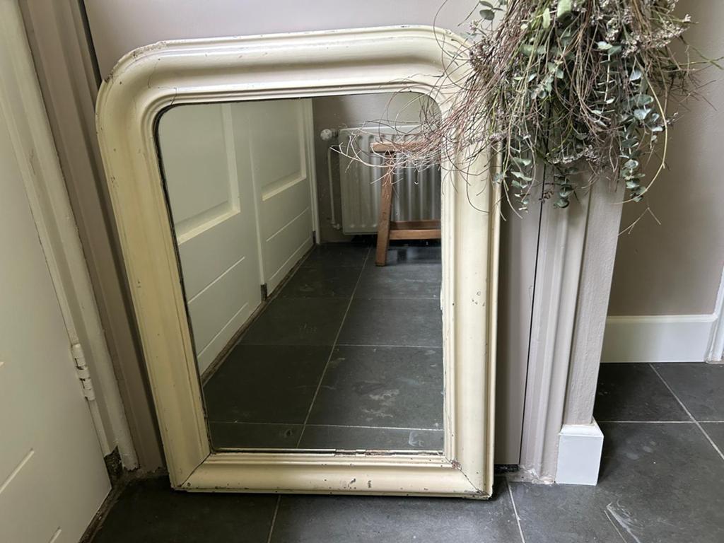 Brocante spiegel, Huis en Inrichting, Woonaccessoires | Spiegels, Ophalen, Gebruikt, Minder dan 100 cm, Rechthoekig
