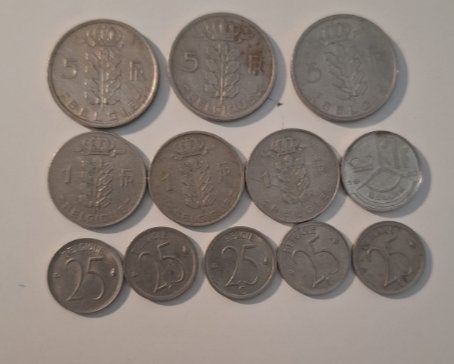 Set Belgische Frank, Ophalen of Verzenden, Metaal, Setje