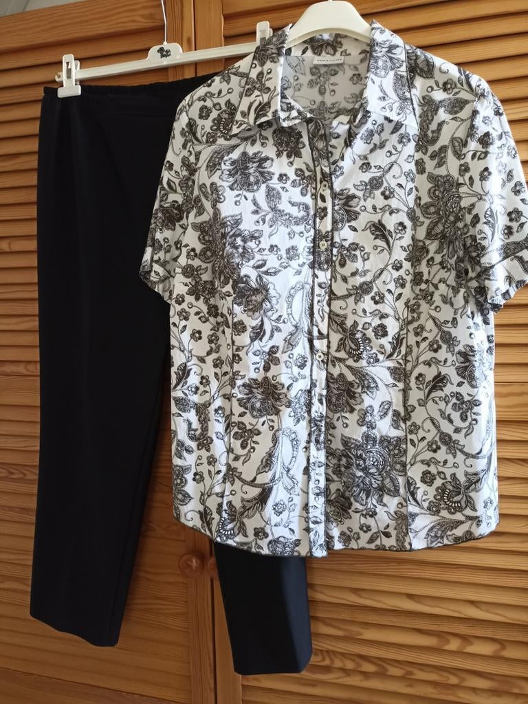 Frank Walter blouse maat 50 Karelia pantalon maat 48., Kleding | Dames, Ophalen of Verzenden, Zo goed als nieuw, Zwart