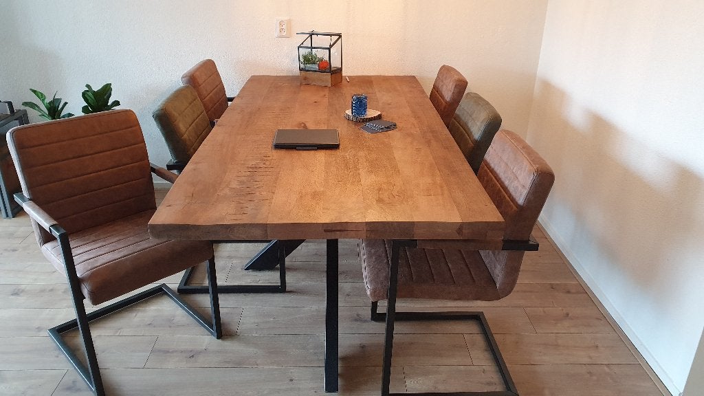 Eettafel optioneel met 6 stoelen, Ophalen, Overige materialen, 100 tot 150 cm, 200 cm of meer