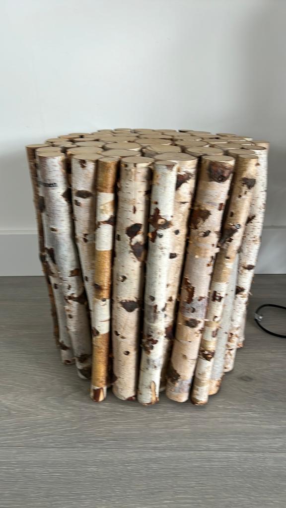Bijzettafel berkenstammen, Ophalen, Minder dan 45 cm, Minder dan 55 cm, Natuurlijke stijl, geen kunstof