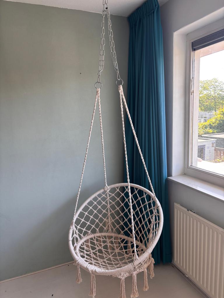 Macramé Hangstoel - Bohemian Stijl, Ophalen, Overige materialen, Wit, Zo goed als nieuw