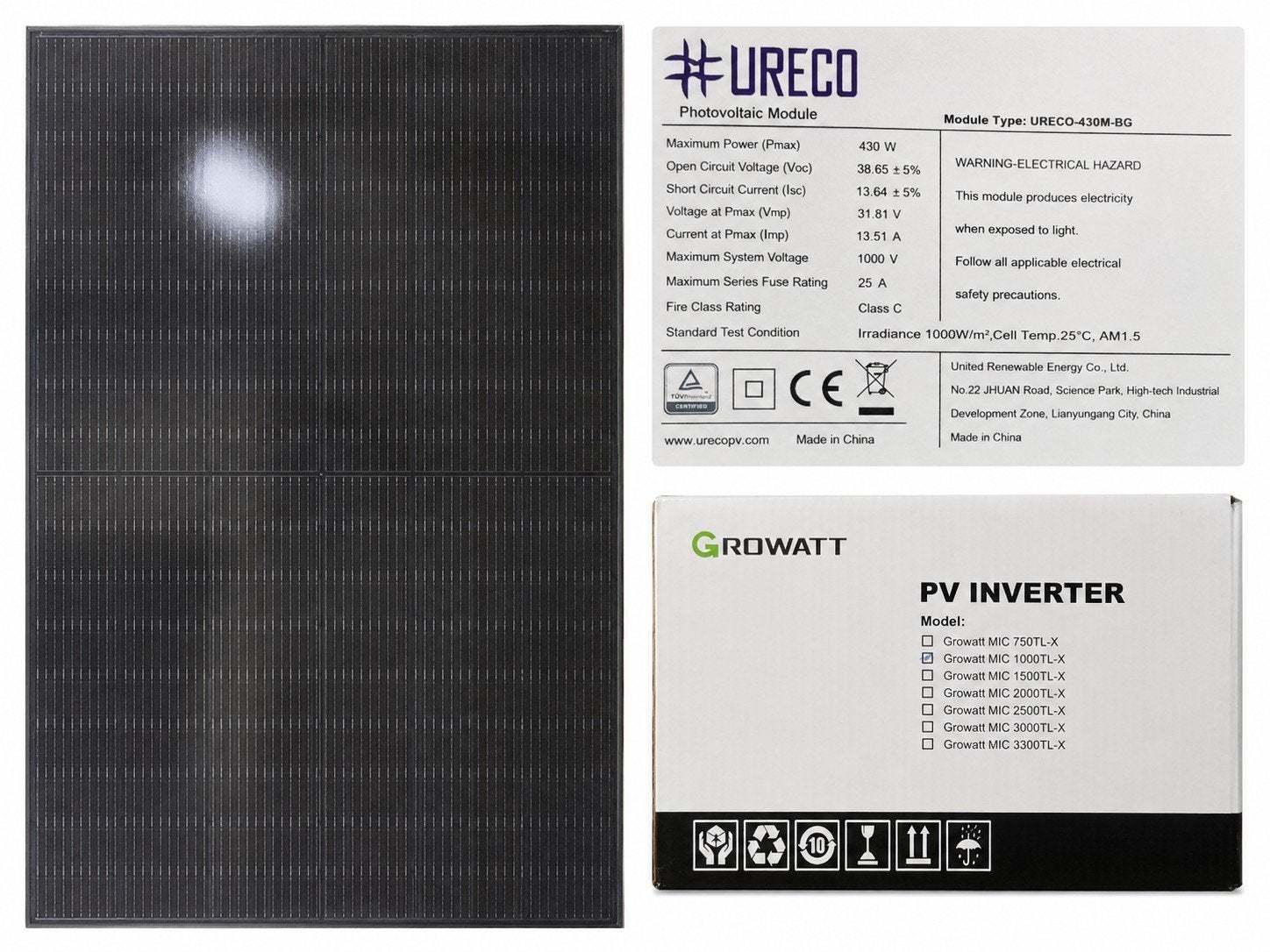 Opruiming: 3x URE 400wp Full Black Zonnepanelen met Omvormer, Ophalen of Verzenden, Nieuw, Compleet systeem
