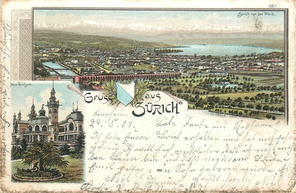 701-283-041 Zurich Litho, Verzamelen, Ansichtkaarten | Buitenland, Verzenden, Voor 1920, Overig Europa
