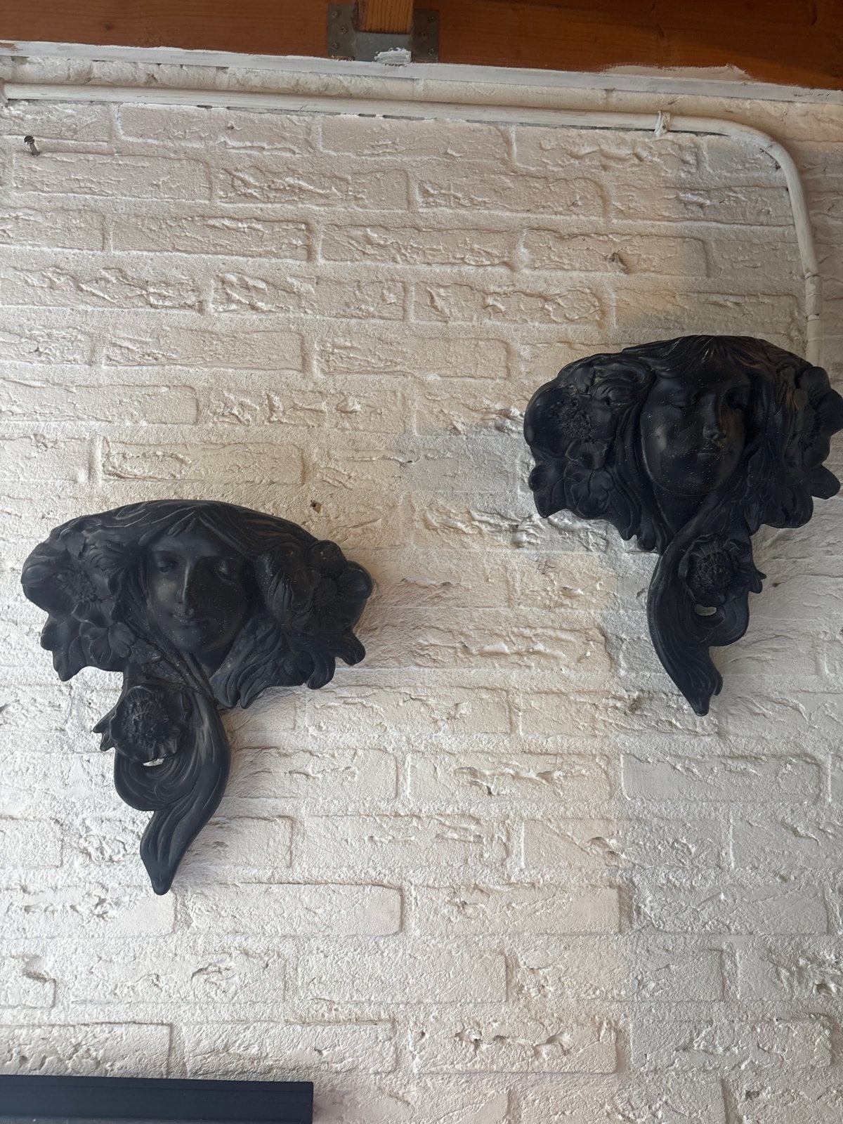 Art Nouveau wanddecoratie - Vrouwenhoofd met bloemen, Ophalen, Art nouveau, Handgemaakt, Wanddecoratie