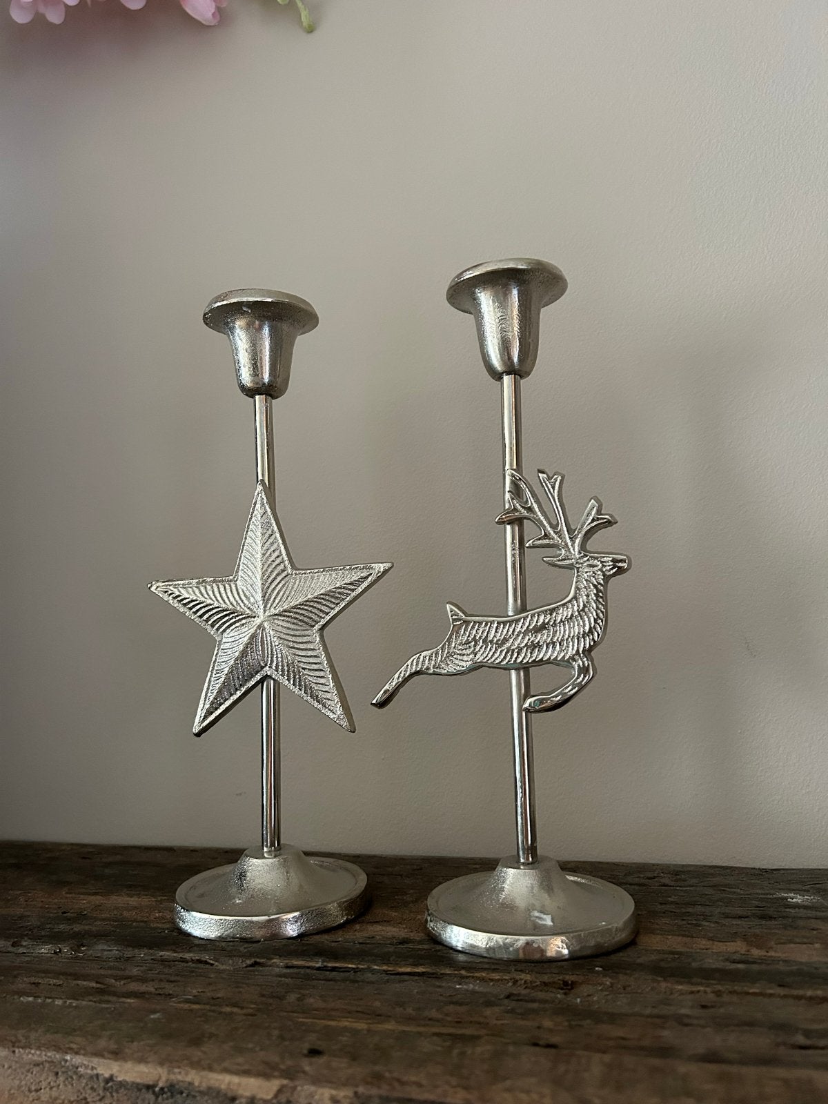 Set van 2 Kerst Kandelaars: Ster en Rendier, Ophalen of Verzenden