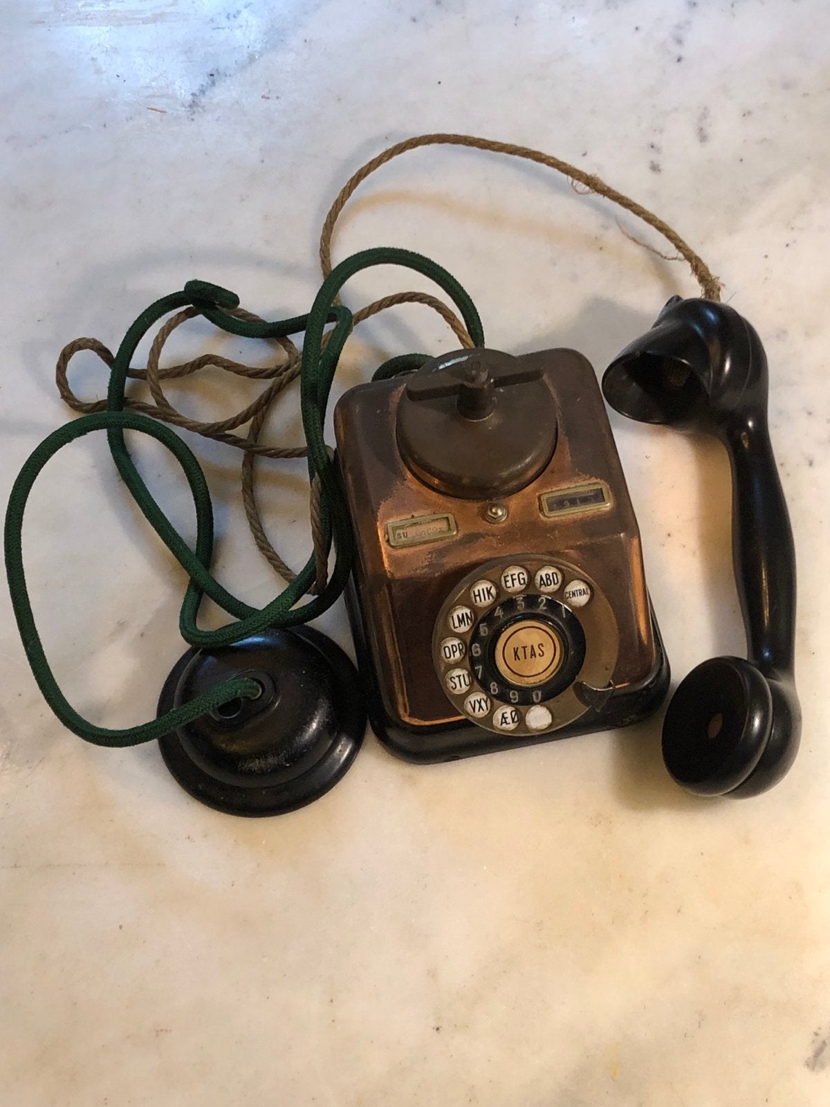 Vintage Deense telefoon met bakelieten handvat - Jaren '20, Ophalen of Verzenden