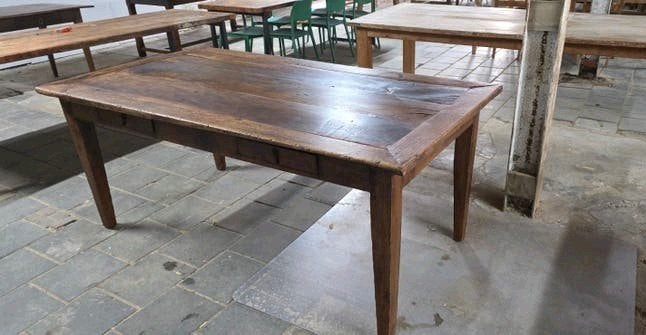 antieke boerentafel 185 cm mooi karaktervol blad, Ophalen of Verzenden