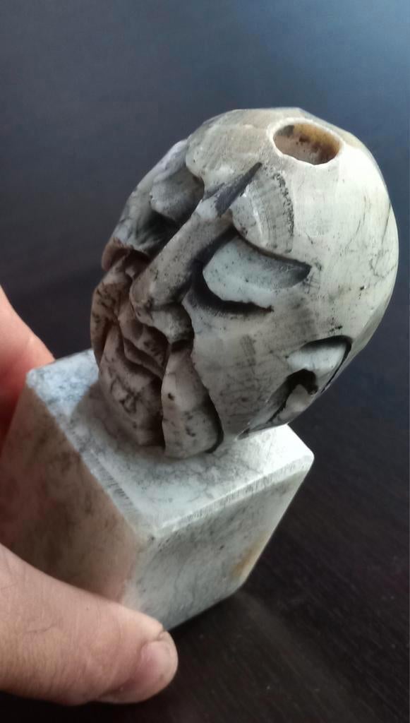 Abstract handgesneden stenen sculptuur
mensenhoofd ,buste, Ophalen of Verzenden