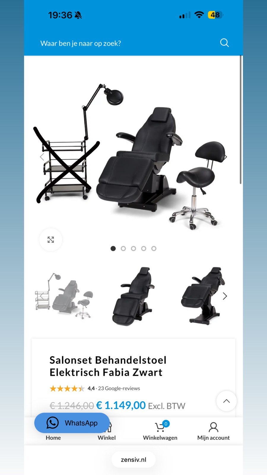Salonset Behandelstoel WIT, Werkplek, Ophalen, Nieuw in verpakking, Complete inventaris