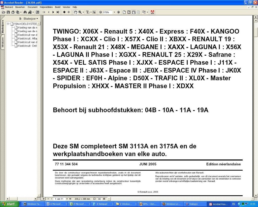Werkplaats Handleiding met Alle RENAULT tot 2007, Verzenden
