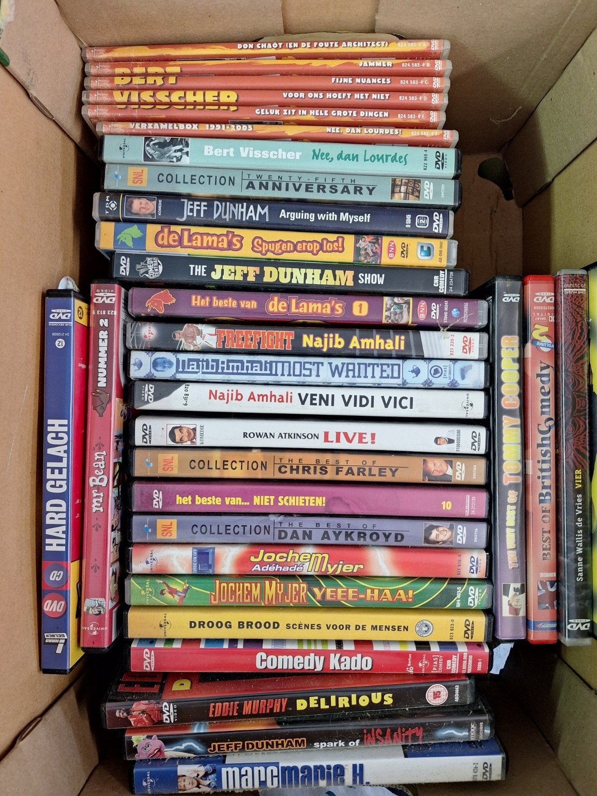 Grote collectie comedy en cabaret DVD's. Cica 30 stuks., Ophalen, Gebruikt, Alle leeftijden, Stand-up comedy