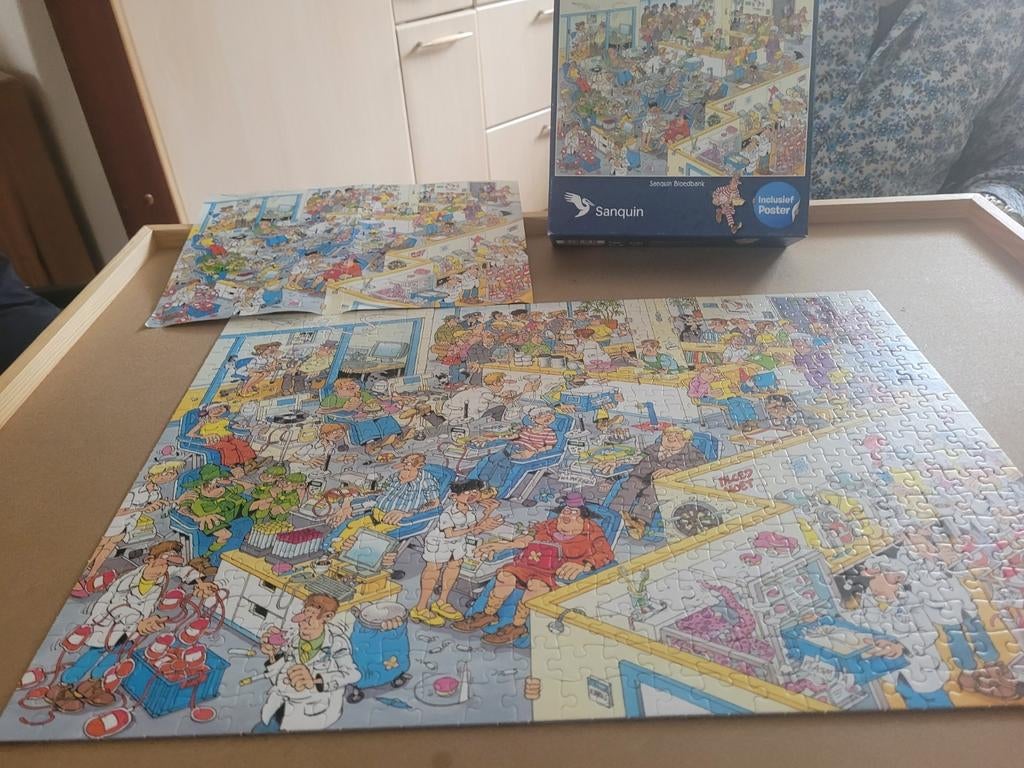 Jan van haasteren sanquin bloedbank 500 stukjes, Ophalen of Verzenden, 500 t/m 1500 stukjes, Zo goed als nieuw, Legpuzzel