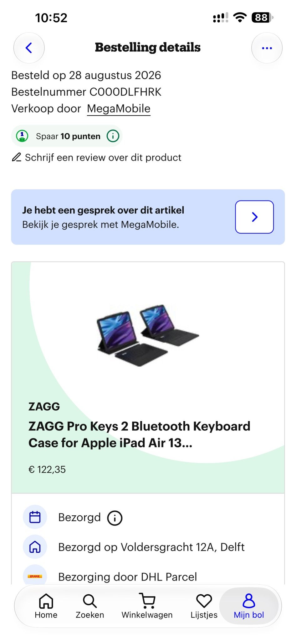 Zagg Pro Keys 2 Bluetooth Keyboard Case iPad Air 13 inch, Hoesje, Zo goed als nieuw, Mobiel, Overige merken