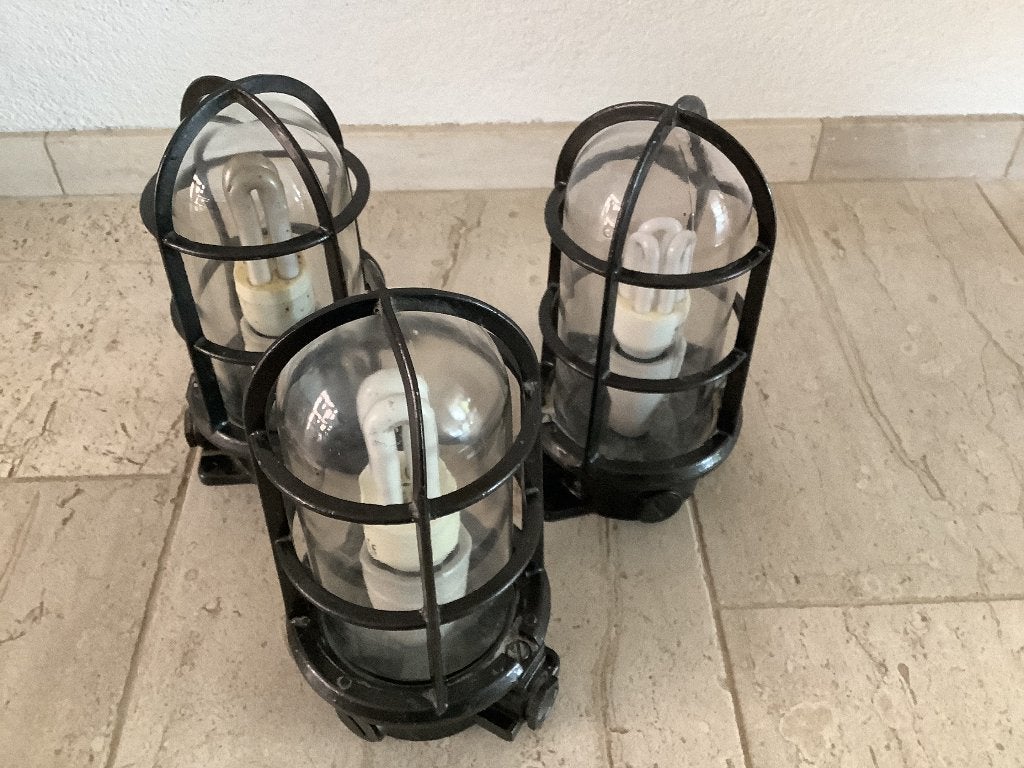 Industriële lampen, Huis en Inrichting, Lampen | Hanglampen, Ophalen of Verzenden, Gebruikt, Glas, Minder dan 50 cm