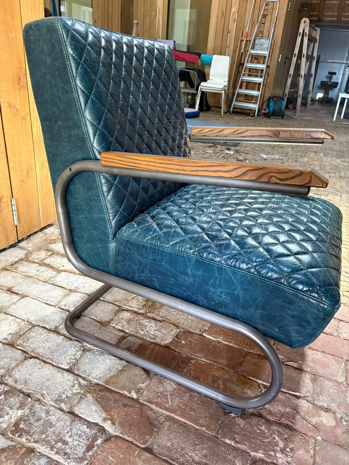 Prachtige leren Eleonora fauteuil - Vintage look, Ophalen, Gebruikt, 50 tot 75 cm, Leer