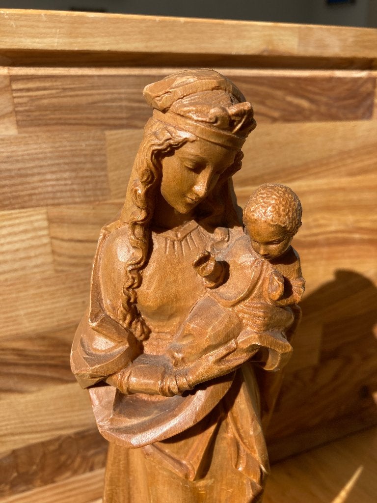 Anti houten beeld Maria en Jezus, Ophalen, Houtsnijwerk, Handgemaakt, 20 - 50 cm
