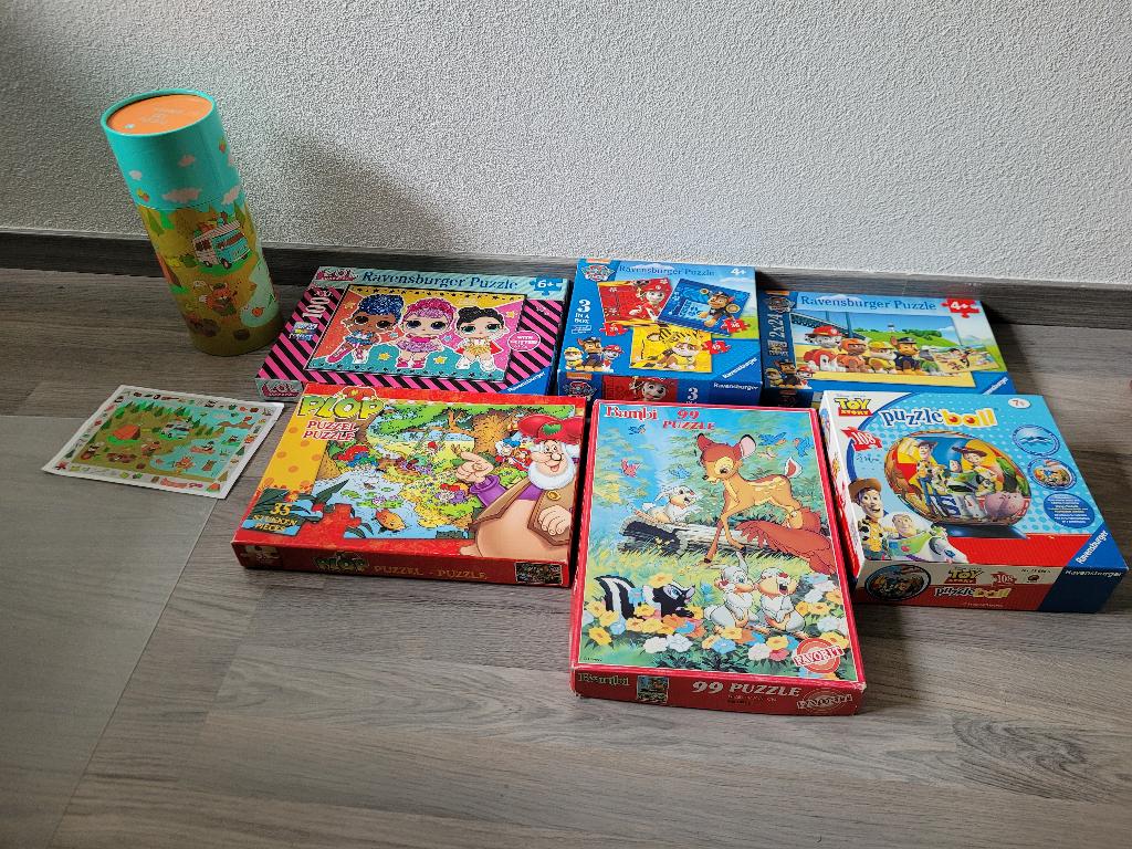 7 complete puzzels, waaronder Toy Story, Paw Patrol, Ophalen of Verzenden, Meer dan 50 stukjes, Nieuw, 4 tot 6 jaar