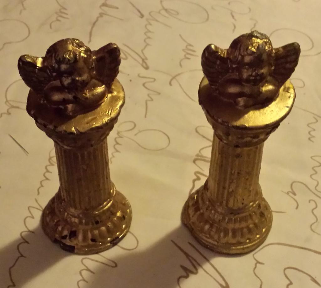 2 Gouden Engeltjes op Pilaar, Ophalen of Verzenden, Zo goed als nieuw