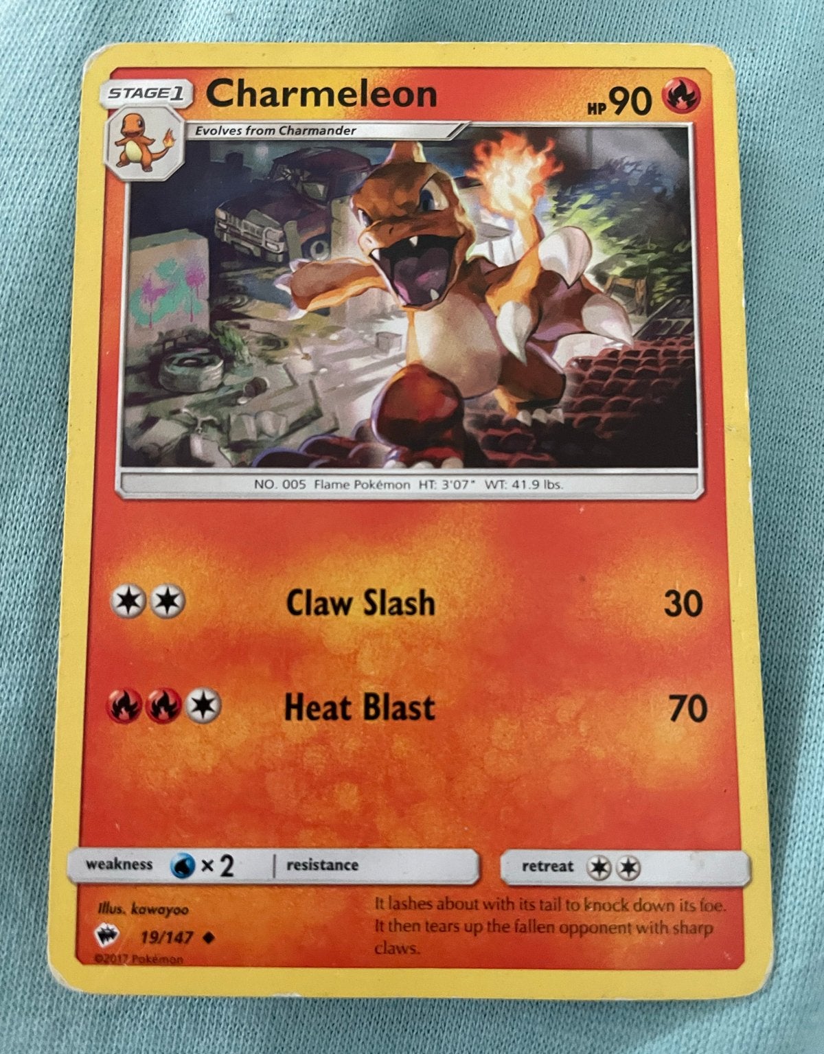 Pokémon Kaart Charmeleon 19/147 - Sun & Moon Burning Shadows, Ophalen, Gebruikt, Losse kaart