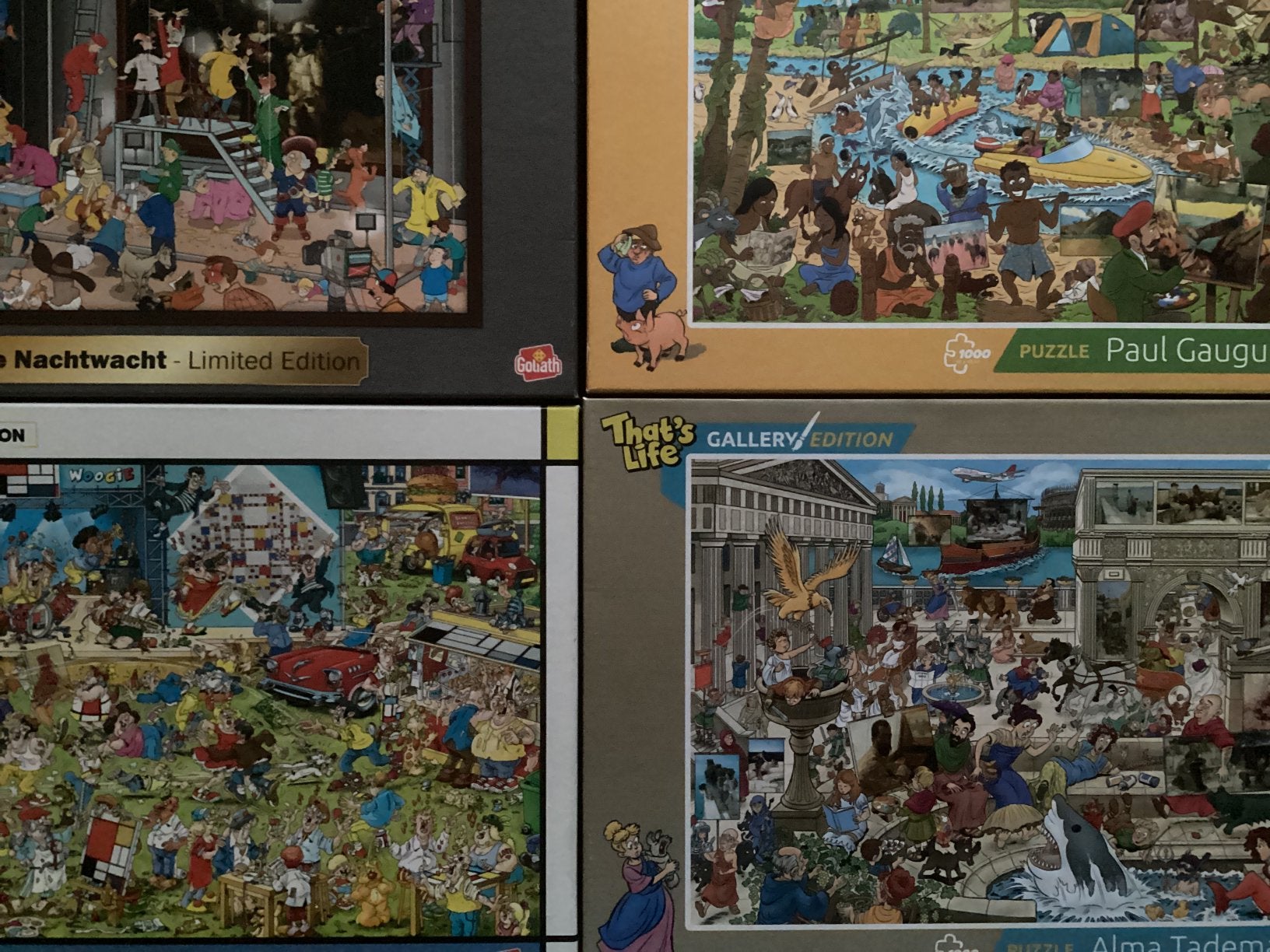 Legpuzzels: De Nachtwacht, Mondriaan, Gauguin en Tadema, Ophalen of Verzenden, 500 t/m 1500 stukjes, Zo goed als nieuw