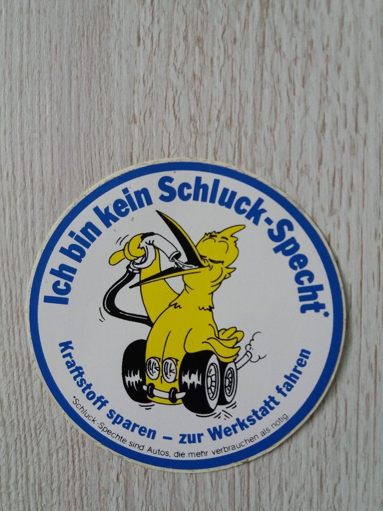 sticker Ich bin kein Schluck - Specht Kraftstoff sparen, Ophalen of Verzenden, Zo goed als nieuw, Overige typen