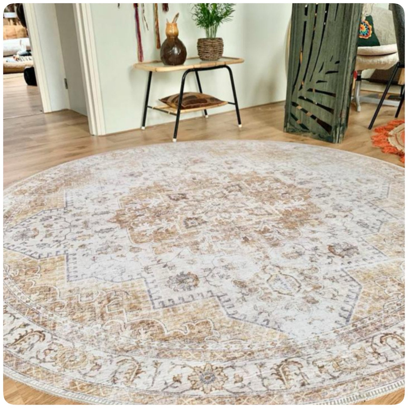 Vintage de luxe - creme - goud xl vloerkleed - fotoshoot, Ophalen, Rond, Zo goed als nieuw, 200 cm of meer