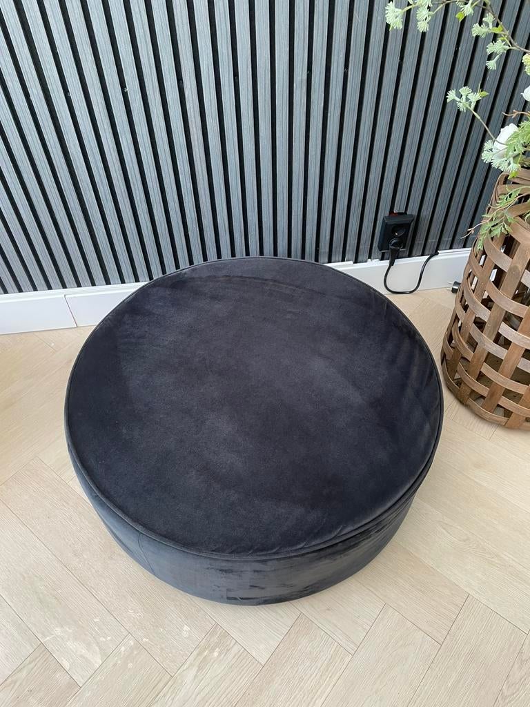 Poef bijzettafel zwart 80x26, Huis en Inrichting, Ophalen, Rond, 75 tot 100 cm, Zo goed als nieuw