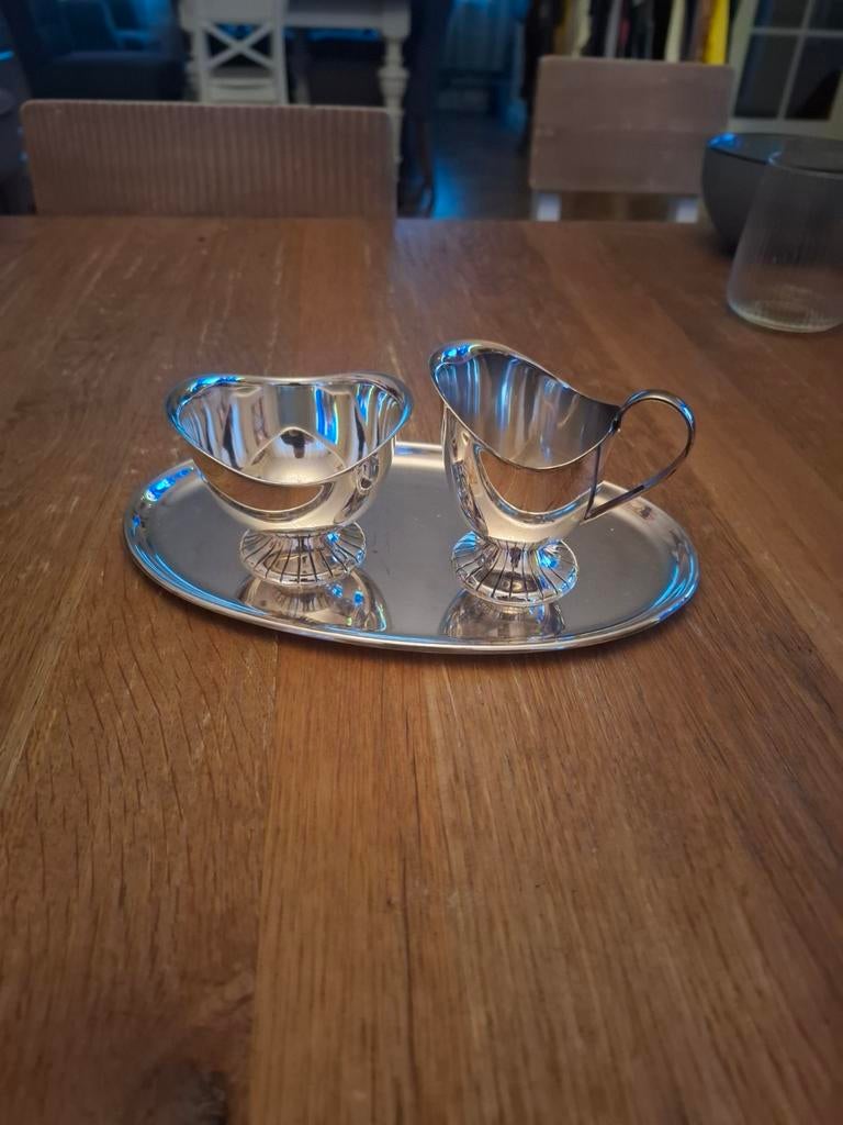 Douwe Egberts suiker- en melkkannetje set jaren '70/'80, Antiek en Kunst, Antiek | Goud en Zilver, Ophalen of Verzenden