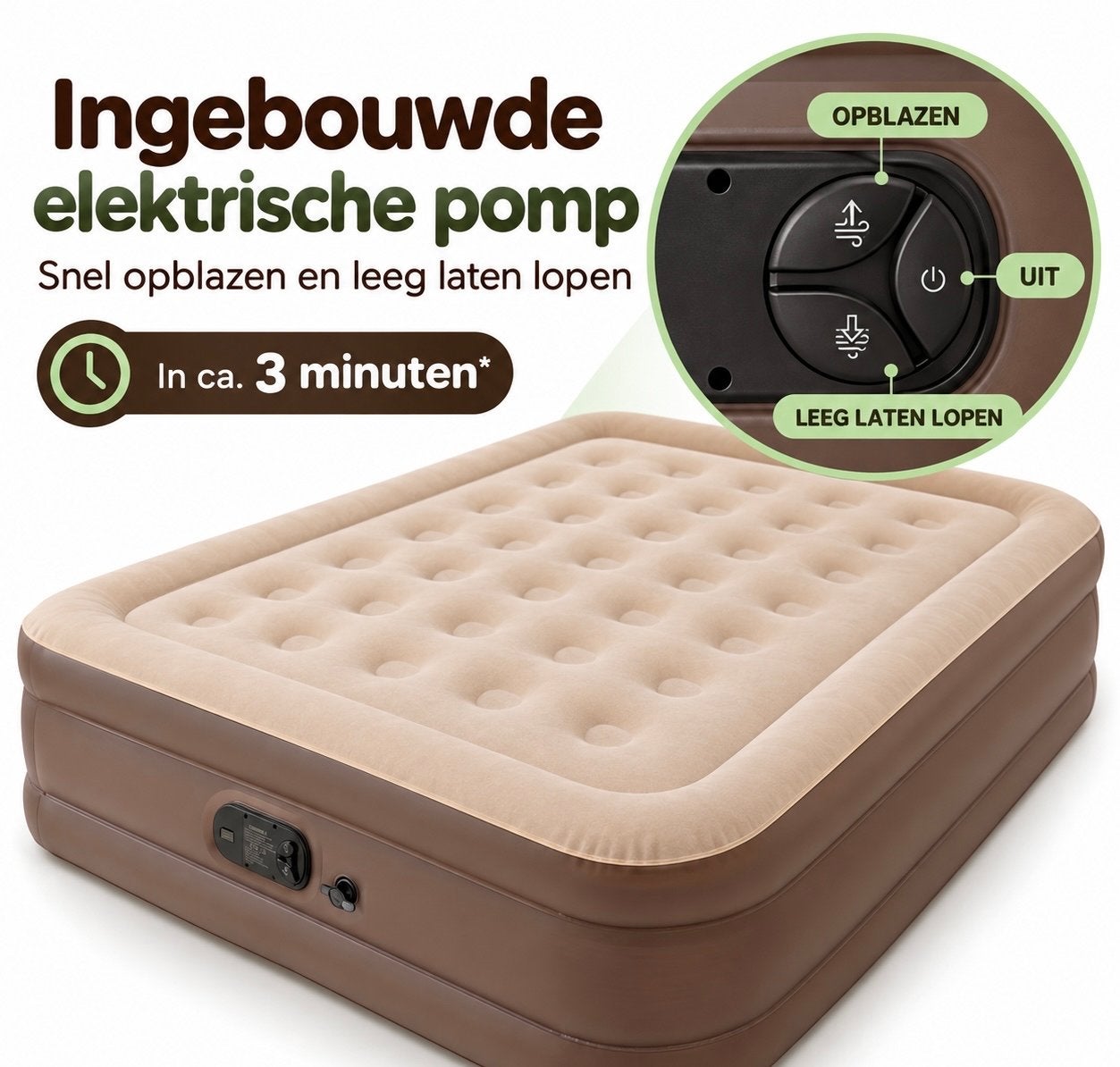 Goaala Luchtbed 2-persoons met ingebouwde pomp, Ophalen of Verzenden, Ingebouwde pomp, Zo goed als nieuw, 2-persoons