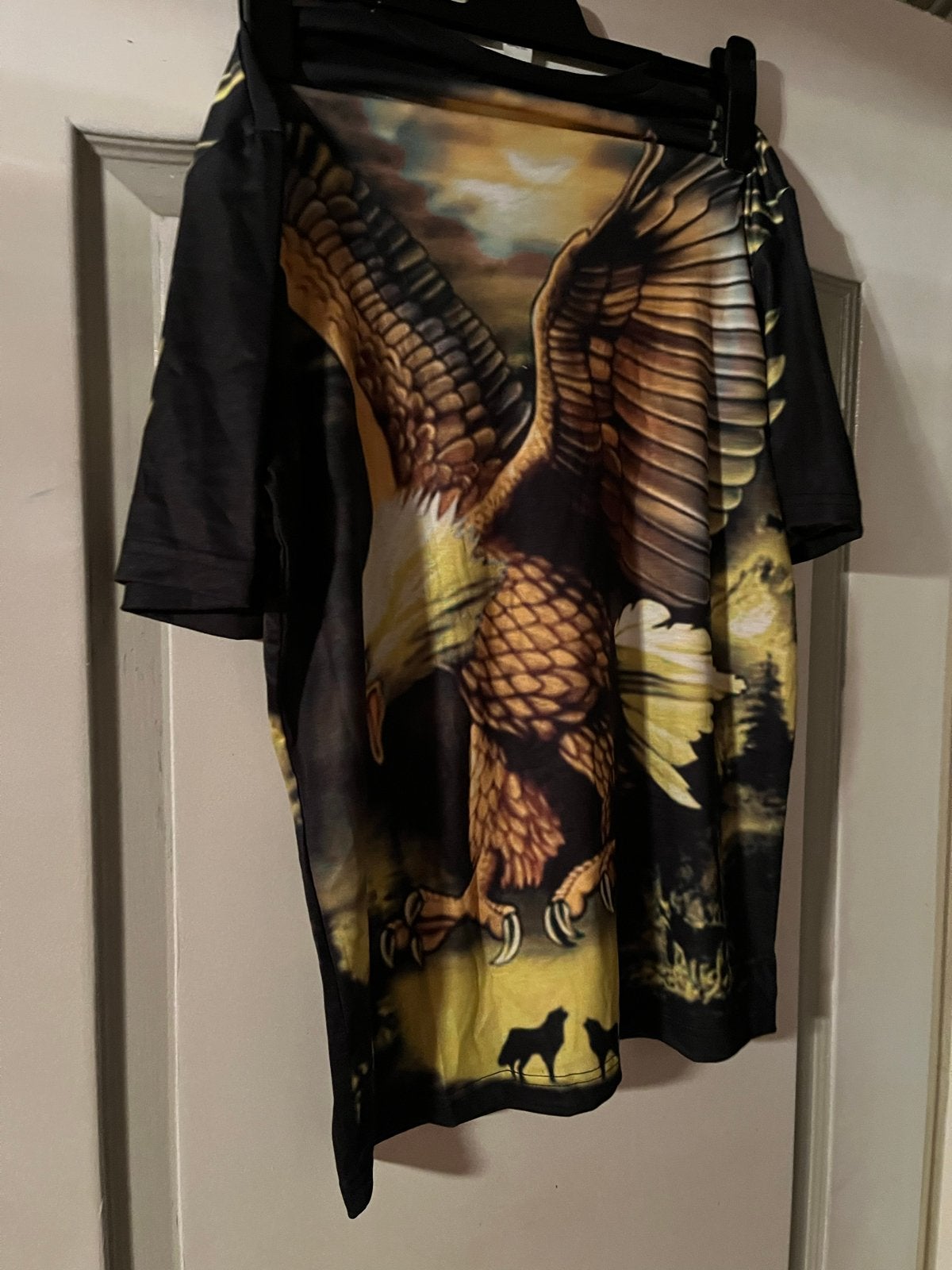 T-shirt met adelaarprint, Kleding | Heren, T-shirts, Nieuw, Zwart, Ophalen of Verzenden