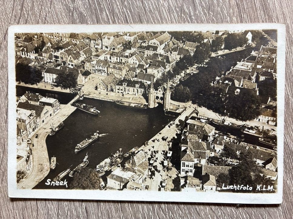 Zeldzame Luchtfoto Sneek - KLM - Jaren '20/'30, Ophalen of Verzenden, 1920 tot 1940, Ongelopen, Friesland