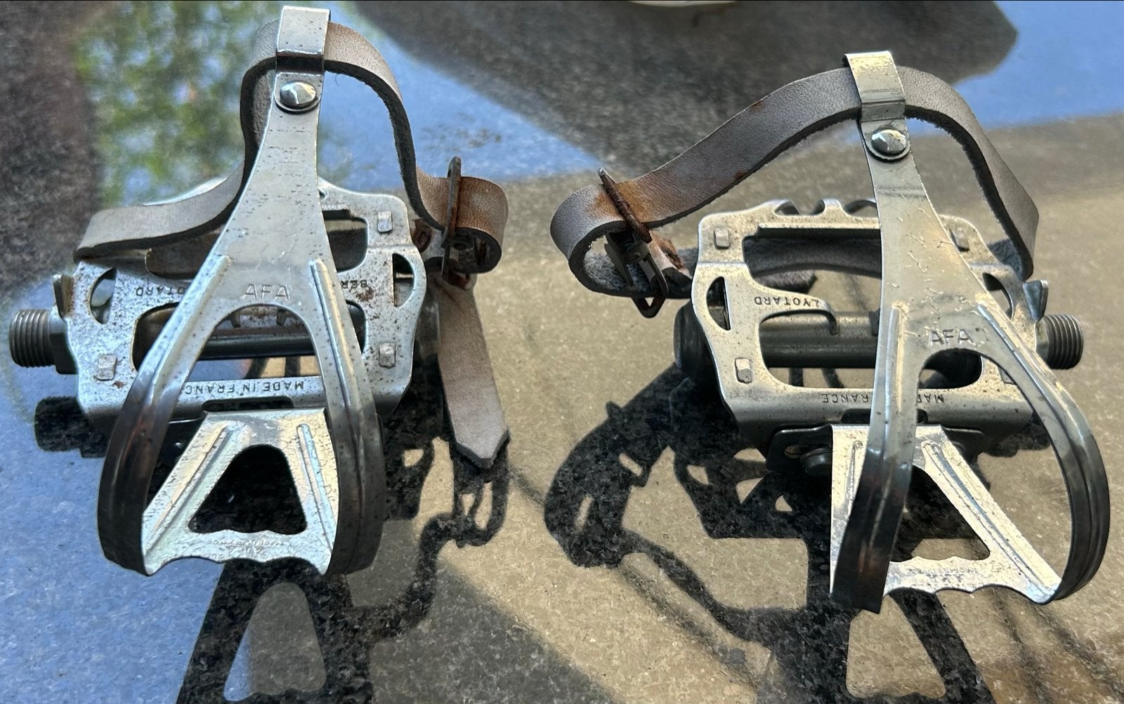 Vintage Berthet Lyotard racefiets pedalen set, Crankstel of Pedalen, Gebruikt, Staal, Ophalen of Verzenden