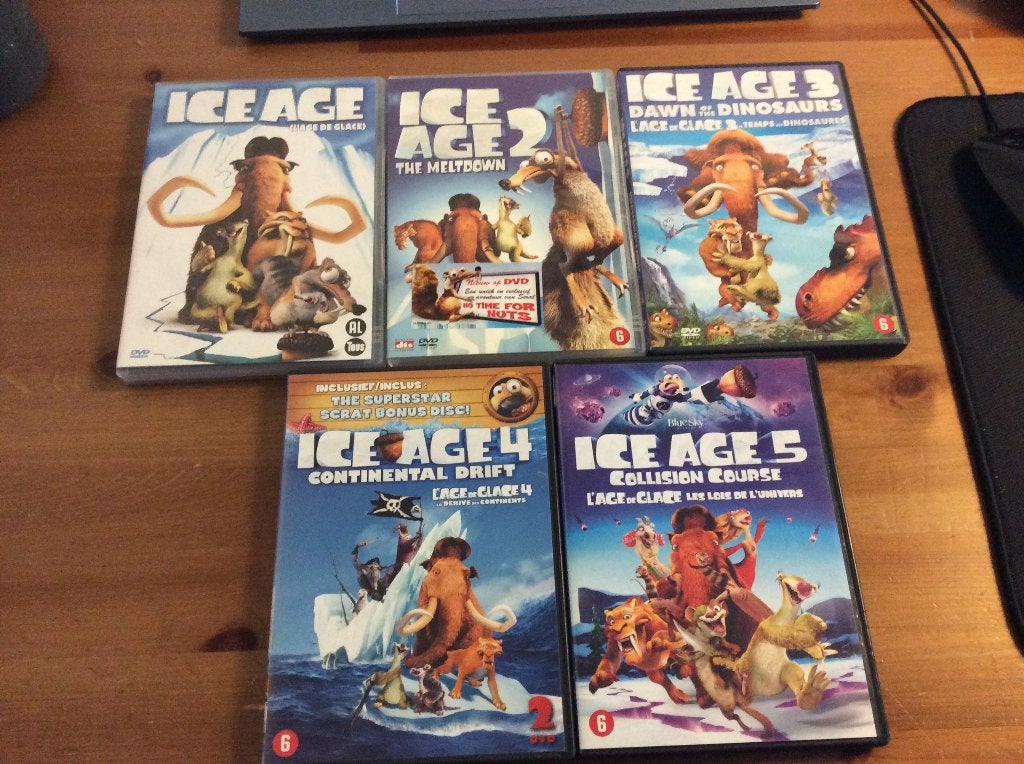 Iceage deel 1-5 op dvd set, Gebruikt, Tekenfilm, Amerikaans, Ophalen of Verzenden