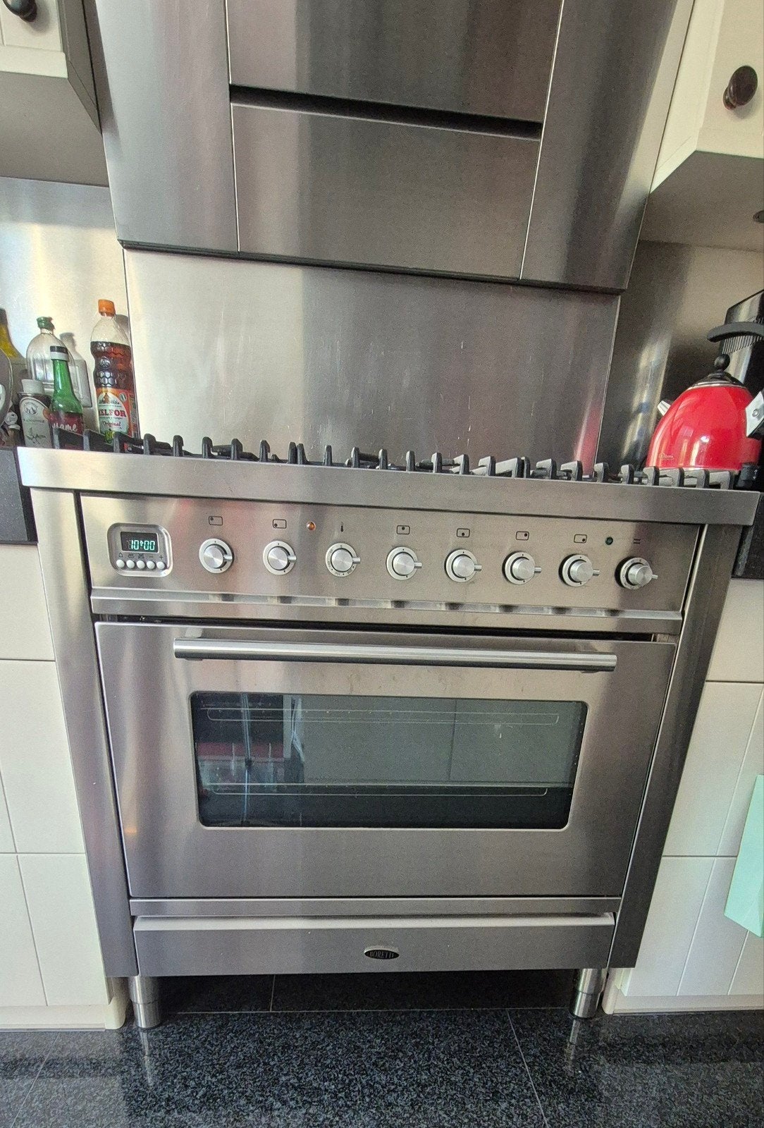 BORETTI RVS Fornuis met Oven - 6 Gasbranders, Ophalen, Gebruikt, Hete lucht, 60 cm of meer