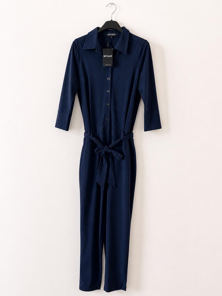 Mi Piace travelstof jumpsuit, maat: S dark blue, Kleding | Dames, Jumpsuits, Ophalen of Verzenden, Zo goed als nieuw, Blauw
