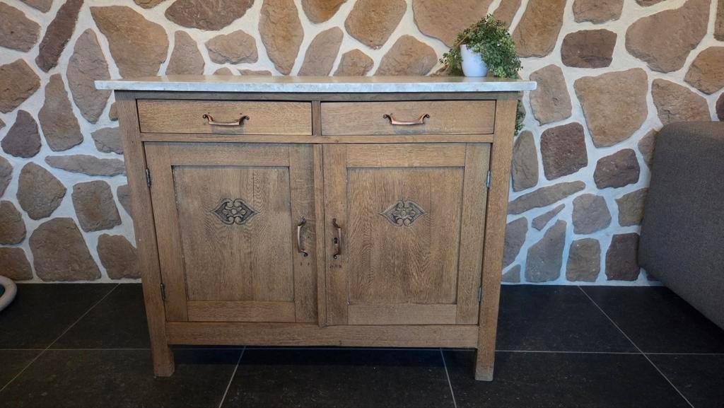 Antiek dressoir met marmeren blad, Ophalen of Verzenden