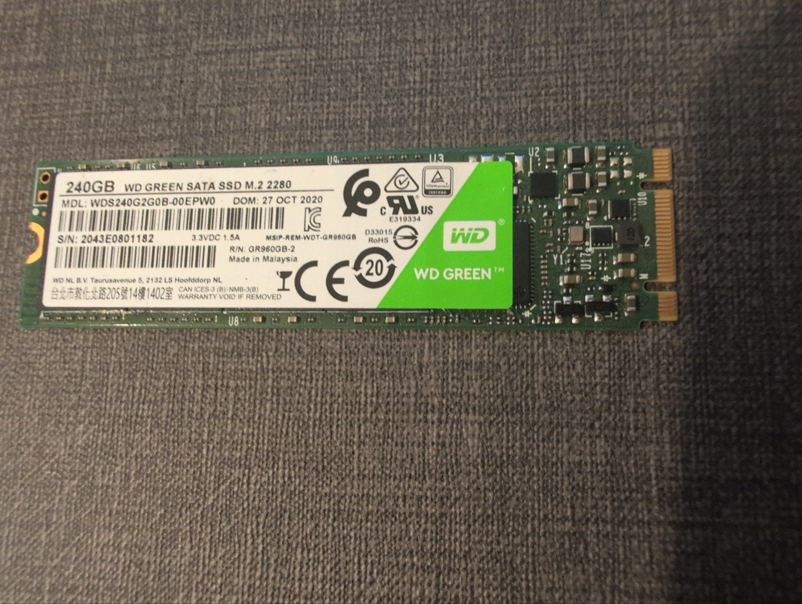 WD green SATA SSD 256 GB m.2 80mm, Ophalen of Verzenden, 256 GB, Laptop