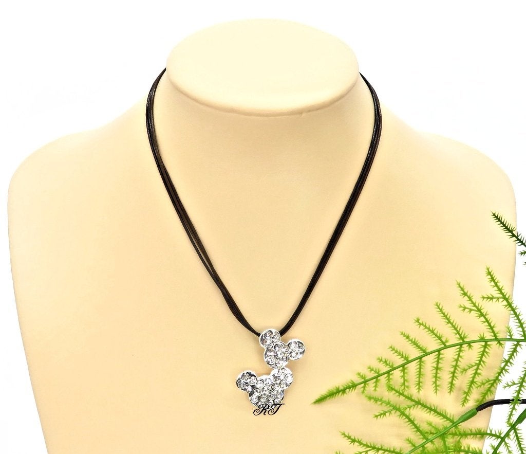 Disney halsketting met 2 strass mickey icon pendant., Overige materialen, Overige kleuren, Met strass, Nieuw