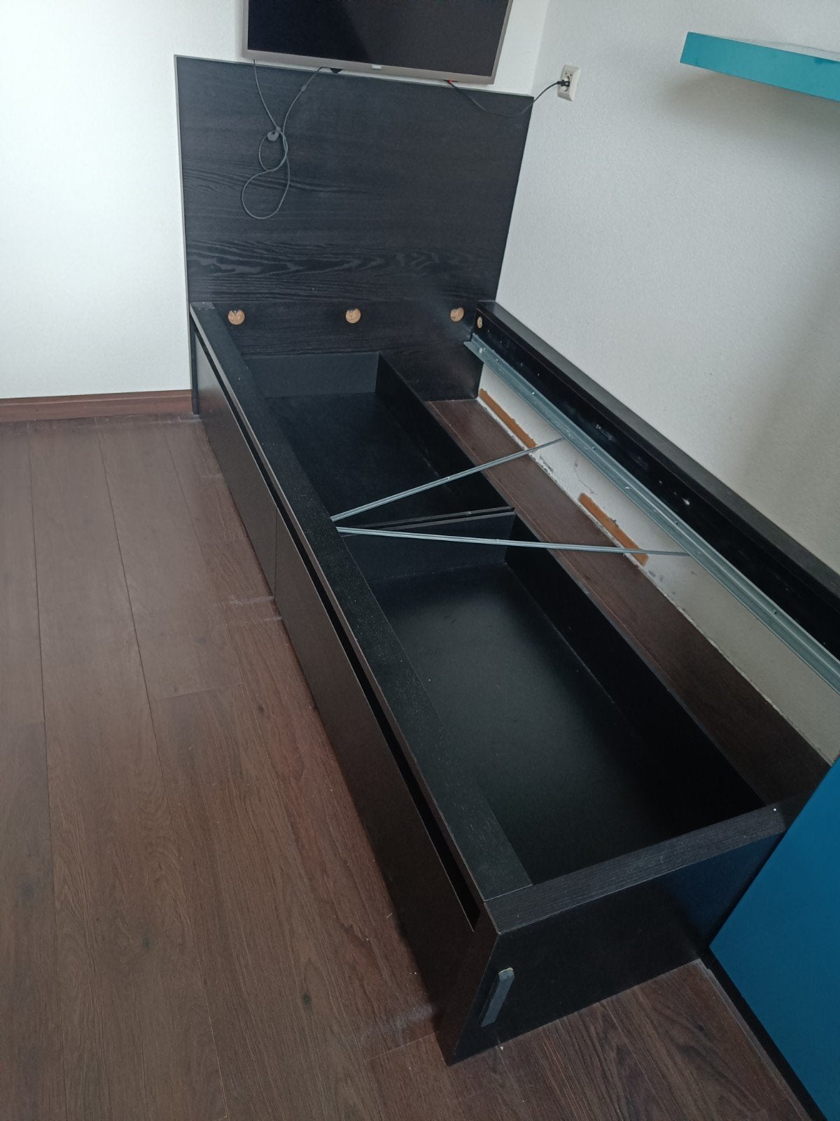 Ikea Malm Eenpersoonsbed met opbergruimte en lattenbodem, Ophalen, Gebruikt, 90 cm, Eenpersoons