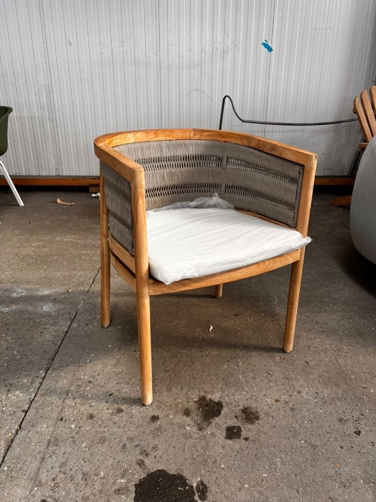 Houten dining tuinstoel met rope afwerking, Ophalen, Diningstoel, Zo goed als nieuw, Diningstoel